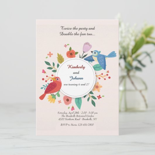 Uitnodiging voor Robin & Blue Jay (Staand voorkant)