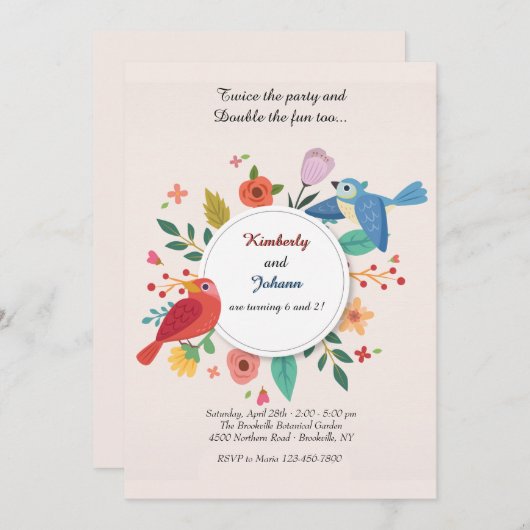 Uitnodiging voor Robin & Blue Jay (Voorkant / Achterkant)