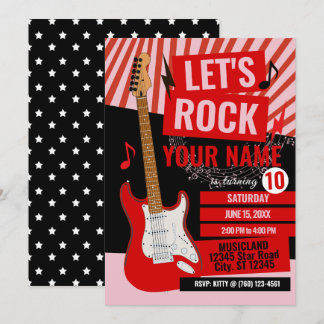 Uitnodiging voor Rock Star Verjaardagsfeestje