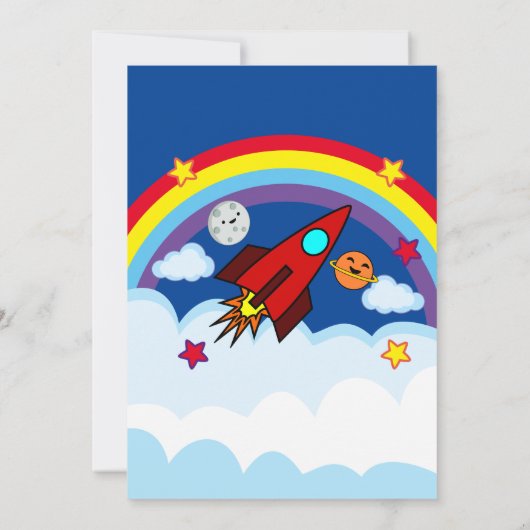 Uitnodiging voor Rocket Ship Party (Achterkant)