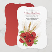 Uitnodiging voor rode anemonen en tarwe (Voorkant / Achterkant)