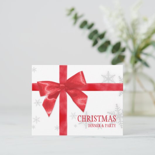 uitnodiging voor Rode Bow-kerstfeest (Staand voorkant)