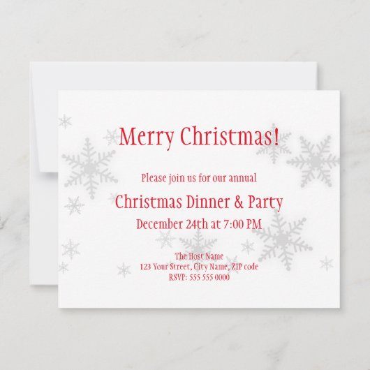 uitnodiging voor Rode Bow-kerstfeest (Achterkant)