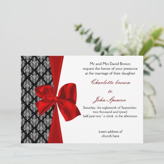 uitnodiging voor rode bruiloft (Staand voorkant)