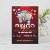 Uitnodiging voor Rode Donkere Bingo Avond Feest (Staand voorkant)