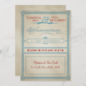 Uitnodiging voor rode en blauwe bruiloft (Voorkant / Achterkant)