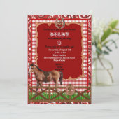 Uitnodiging voor rode en bruine Westerne paarden (Staand voorkant)