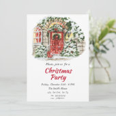 Uitnodiging voor rode en groene kerst (Staand voorkant)