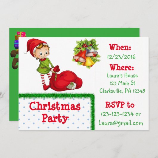 Uitnodiging voor Rode en Groene Kerstmis (Voorkant / Achterkant)