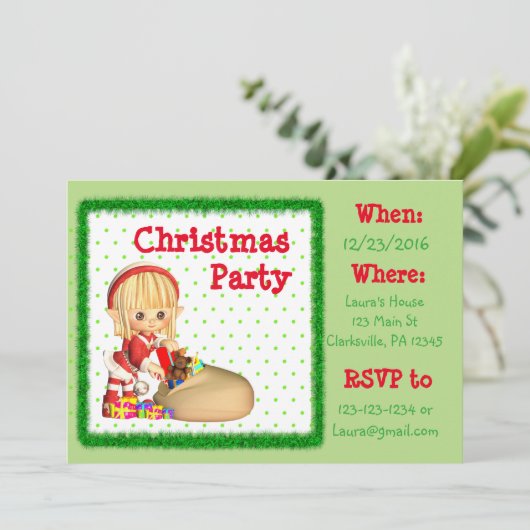 Uitnodiging voor Rode en Groene Kerstmis (Staand voorkant)