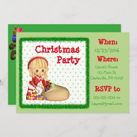 Uitnodiging voor Rode en Groene Kerstmis (Voorkant / Achterkant)