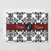 Uitnodiging voor rode en zwarte Damask (Achterkant)