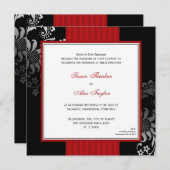 Uitnodiging voor rode en zwarte  patroonbruiloft (Voorkant / Achterkant)