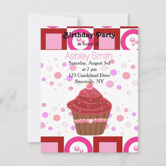 Uitnodiging voor Rode Fluwelen Cupcake (Voorkant)