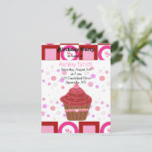 Uitnodiging voor Rode Fluwelen Cupcake (Staand voorkant)