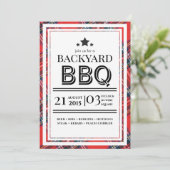 Uitnodiging voor rode geruite BBQ-feestje (Staand voorkant)