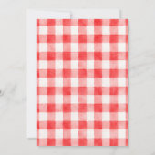Uitnodiging voor rode gingham hamburgers op de gri (Achterkant)