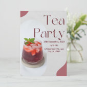Uitnodiging voor Rode Groene Thee Feestje (Staand voorkant)