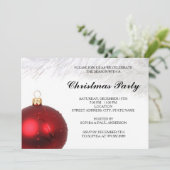 Uitnodiging voor Rode Kerstbal Kerstfeest (Staand voorkant)