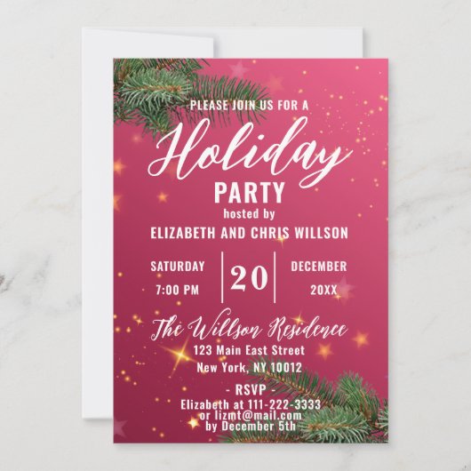 Uitnodiging voor Rode Kerstfeestdag van Elegant (Voorkant)