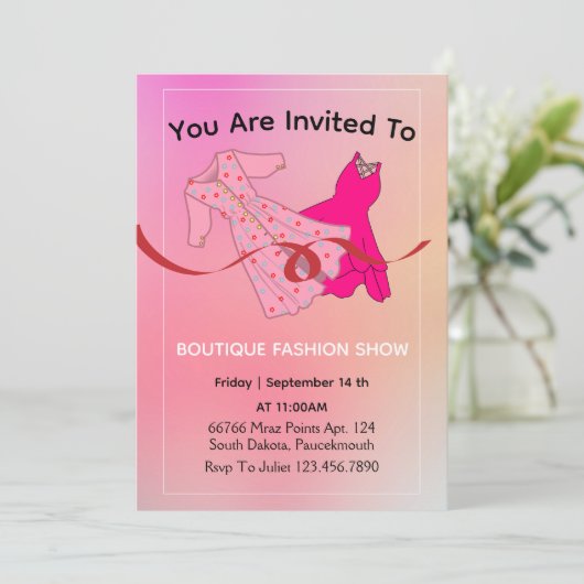 uitnodiging voor rode kledingwinkel (Staand voorkant)