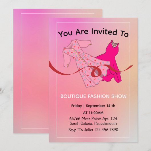 uitnodiging voor rode kledingwinkel (Voorkant / Achterkant)