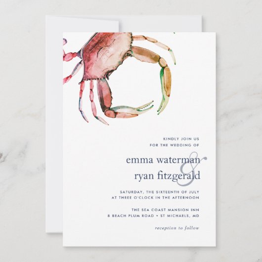 Uitnodiging voor rode krab huwelijksfeest (Voorkant)
