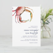 Uitnodiging voor rode krab huwelijksfeest (Staand voorkant)