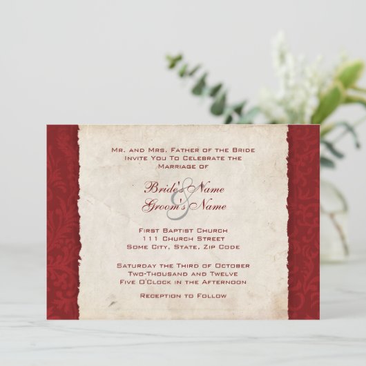 Uitnodiging voor Rode Landbruiloft (Staand voorkant)