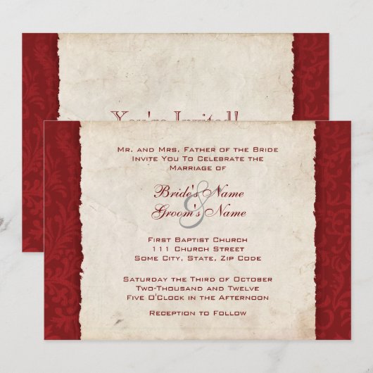 Uitnodiging voor Rode Landbruiloft (Voorkant / Achterkant)