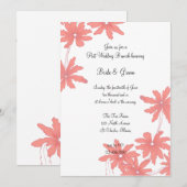 Uitnodiging voor rode madeliefjes witte post-bruil (Voorkant / Achterkant)