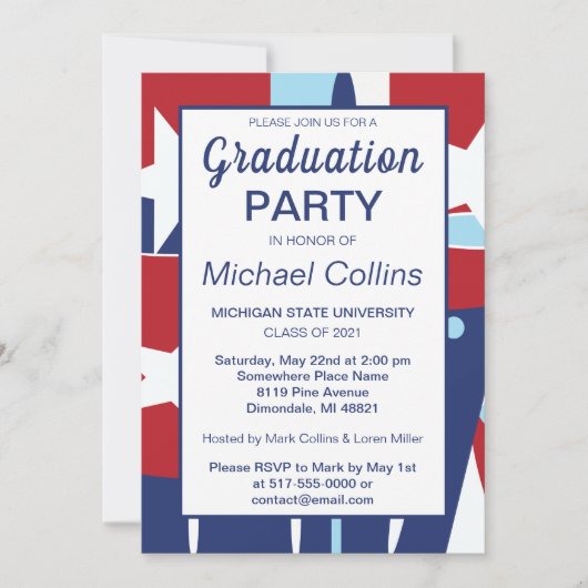 Uitnodiging voor Rode White en Blauwe Partij (Voorkant)