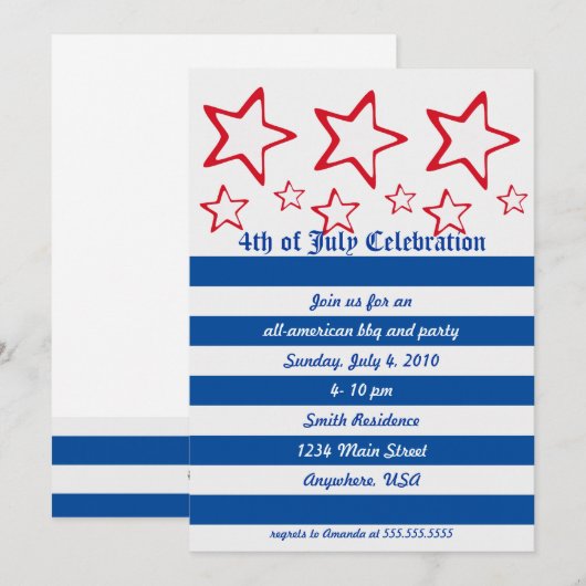 Uitnodiging voor Rode, Witte en Blauwe Partij (Voorkant / Achterkant)