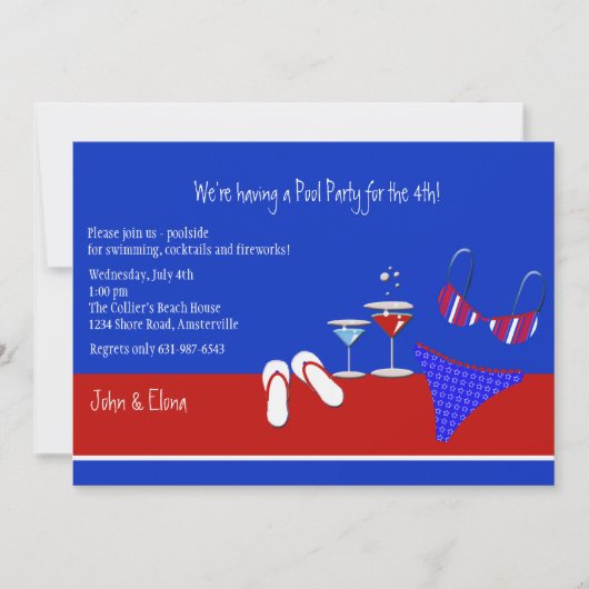 Uitnodiging voor Rode, Witte en Blauwe Pool (Voorkant)