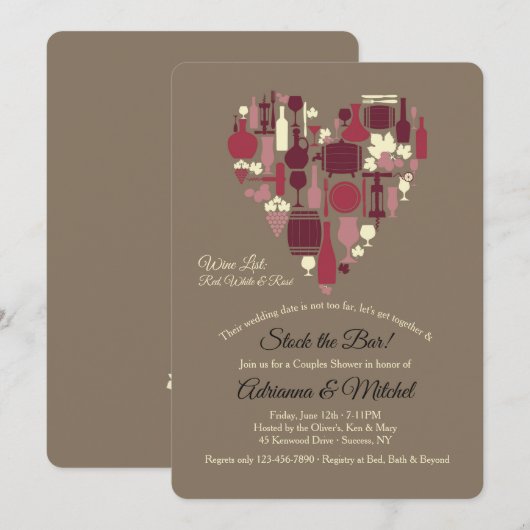 Uitnodiging voor rode, witte en Rosé (Voorkant / Achterkant)