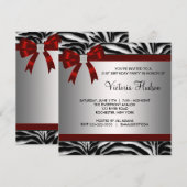 Uitnodiging voor Rode Zebra verjaardagsfeestje sja (Voorkant / Achterkant)