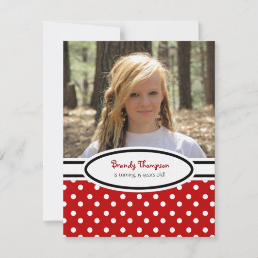 Uitnodiging voor rode, zwarte en witte poka-dot (Voorkant)