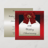 Uitnodiging voor rode zwarte huwelijksjubileum (Voorkant / Achterkant)