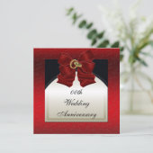 Uitnodiging voor rode zwarte huwelijksjubileum (Staand voorkant)