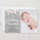 Uitnodiging voor roestgrijs hout met floreel bapti (Voorkant)