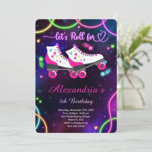 Uitnodiging voor rol-schaatsen (Staand voorkant)