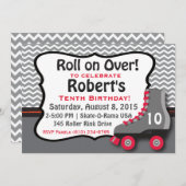 Uitnodiging voor roller skate verjaardagsfeestje (Voorkant / Achterkant)