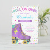 Uitnodiging voor roller skating, verjaardagsuitnod (Staand voorkant)