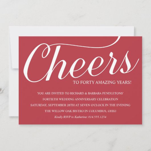 Uitnodiging voor romantisch 40-jarig huwelijksfees (Voorkant)