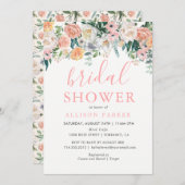 Uitnodiging voor romantische bruids douche met blo (Voorkant / Achterkant)