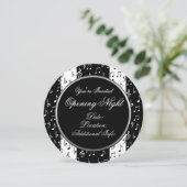 Uitnodiging voor ronde muziekstripes, zwart-wit (Staand voorkant)