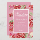 Uitnodiging voor rood rozen bruiloft (Voorkant / Achterkant)