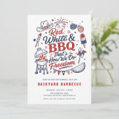 Uitnodiging voor Rood Wit & BBQ-feest (Staand voorkant)