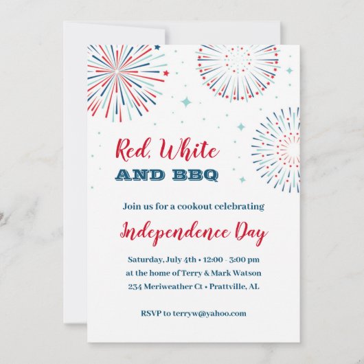 Uitnodiging voor rood, wit en BBQ (Voorkant)