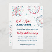 Uitnodiging voor rood, wit en BBQ (Voorkant / Achterkant)